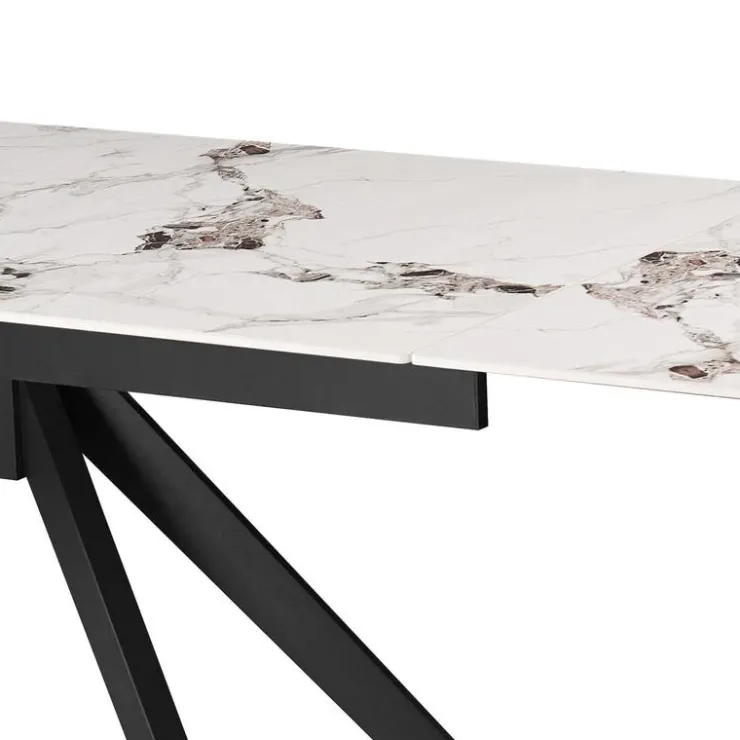 Rectangular Extendable Sintered Stone Dining Table 63" to 95" Grey/White/Black Discount