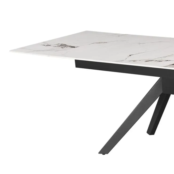 Rectangular Extendable Sintered Stone Dining Table 63" to 95" Grey/White/Black Discount