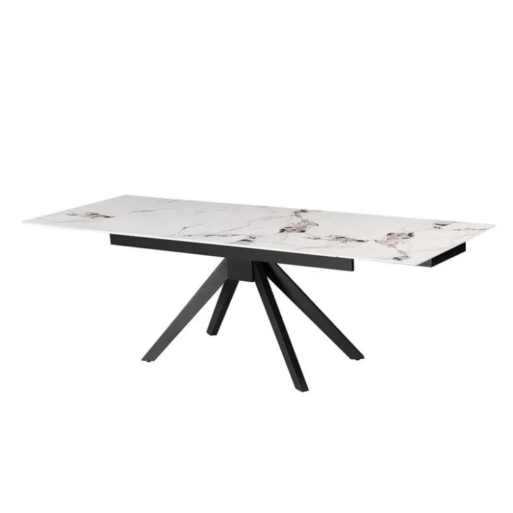 Rectangular Extendable Sintered Stone Dining Table 63" to 95" Grey/White/Black Discount