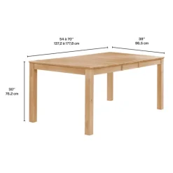 Arboit Poitras Rectangular Extendable Solid Wood Dining Table 54" to 70" GREIGE