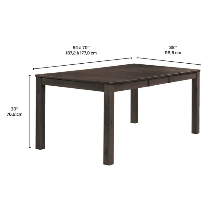 Arboit Poitras Rectangular Extendable Solid Wood Dining Table 54" to 70" SLATE Sale