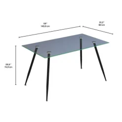 Rectangular Glass Dining Table 59" Glass/Black Hot