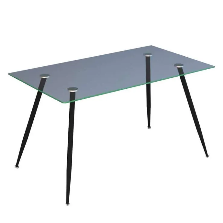 Rectangular Glass Dining Table 59" Glass/Black Hot