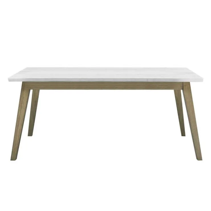 Rectangular Marble Top Dining Table 72" White / Naturel Sale