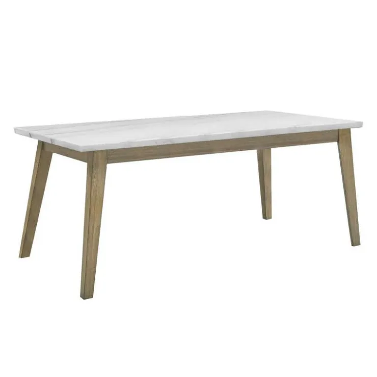 Rectangular Marble Top Dining Table 72" White / Naturel Sale