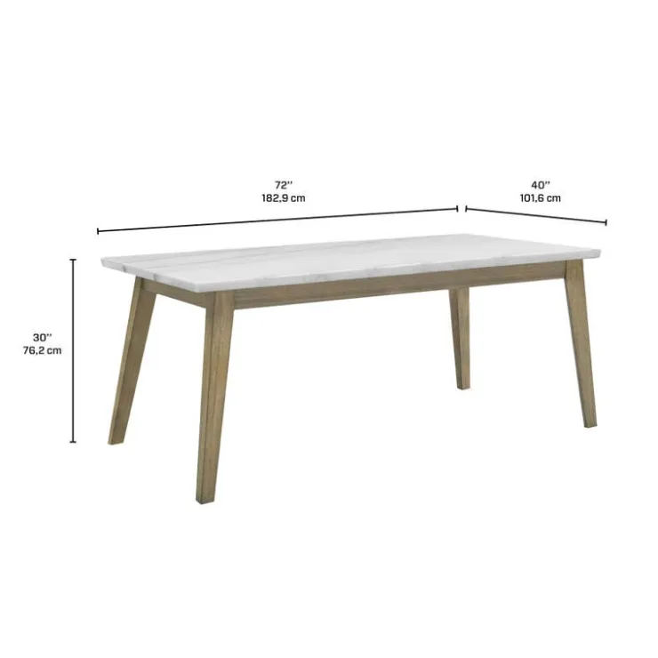 Rectangular Marble Top Dining Table 72" White / Naturel Sale