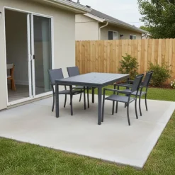 Rectangular Metal Outdoor Dining Table and 4 Chairs Grey New