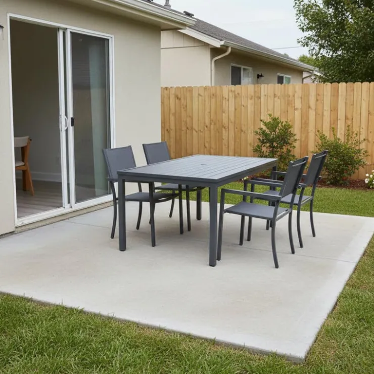 Rectangular Metal Outdoor Dining Table and 4 Chairs Grey New