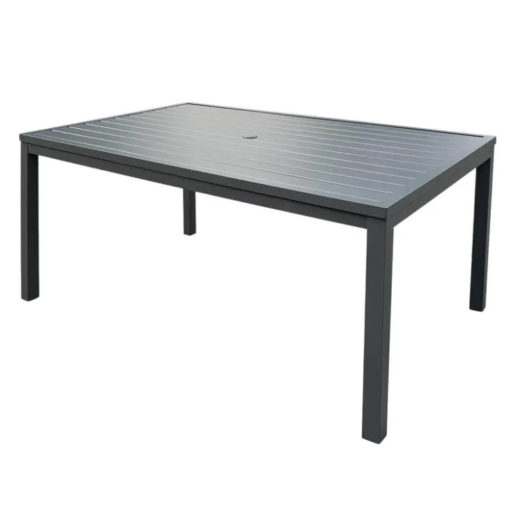 Rectangular Metal Outdoor Dining Table Grey