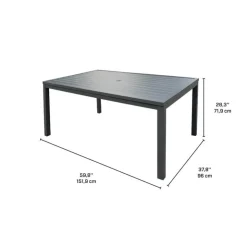 Rectangular Metal Outdoor Dining Table Grey