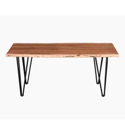 Rectangular Solid Wood Coffee Table Natural Brown Best
