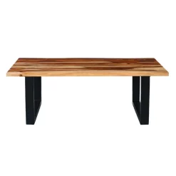 Rectangular Solid Wood Coffee Table Natural sheesham and black metal Best