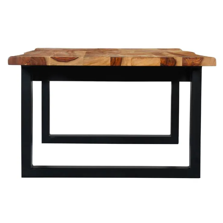 Rectangular Solid Wood Coffee Table Natural sheesham and black metal Best