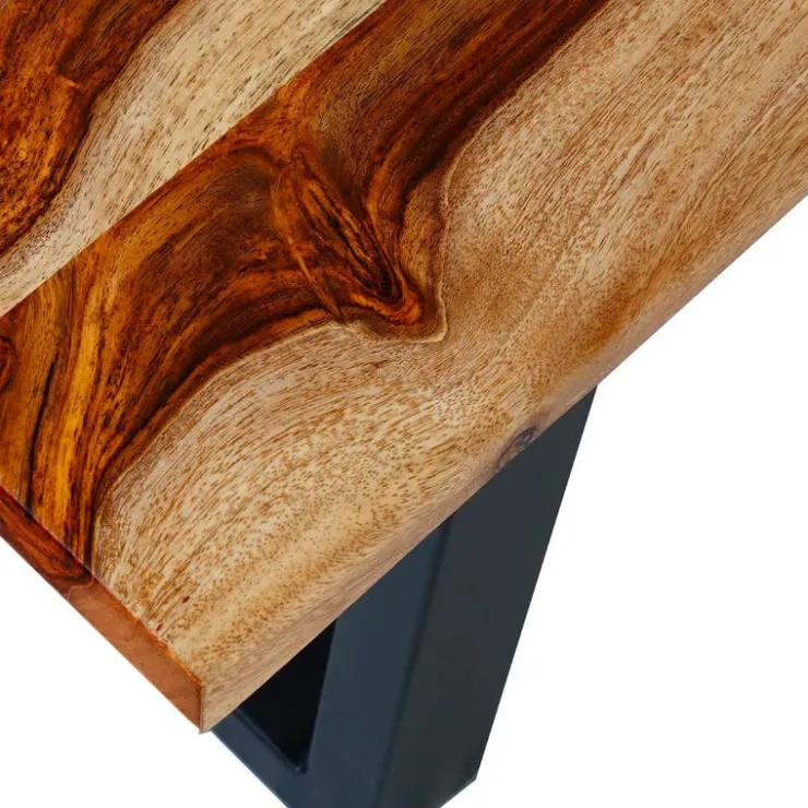 Rectangular Solid Wood Coffee Table Natural sheesham and black metal Best