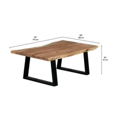 Rectangular Solid Wood Coffee Table Brown/Black Discount