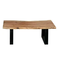 Rectangular Solid Wood Coffee Table Brown/Black Discount