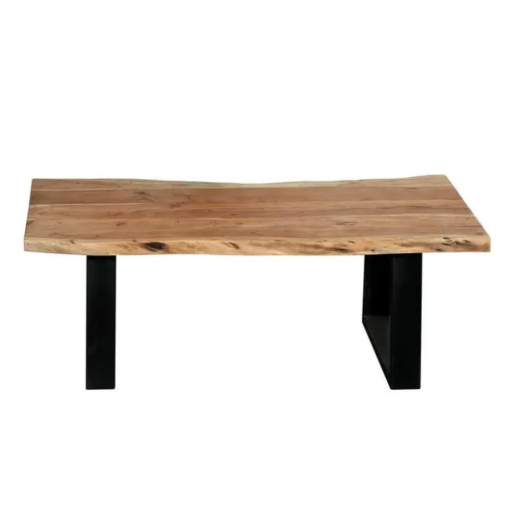 Rectangular Solid Wood Coffee Table Brown/Black Discount