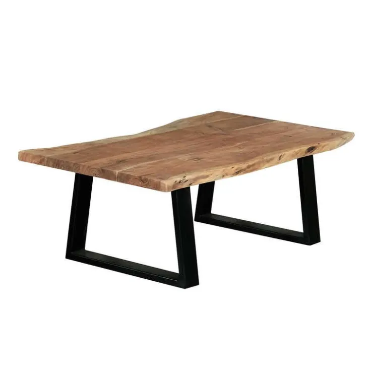 Rectangular Solid Wood Coffee Table Brown/Black Discount