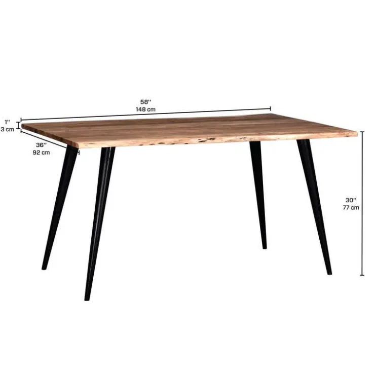 Rectangular Solid Wood Dining Table 58" Natural acacia Hot