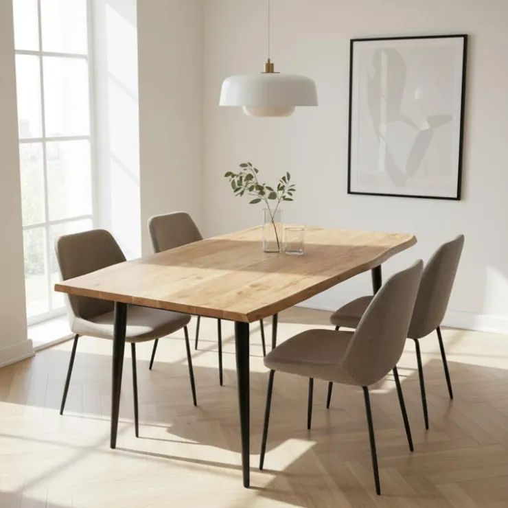 Rectangular Solid Wood Dining Table 58" Natural acacia Hot