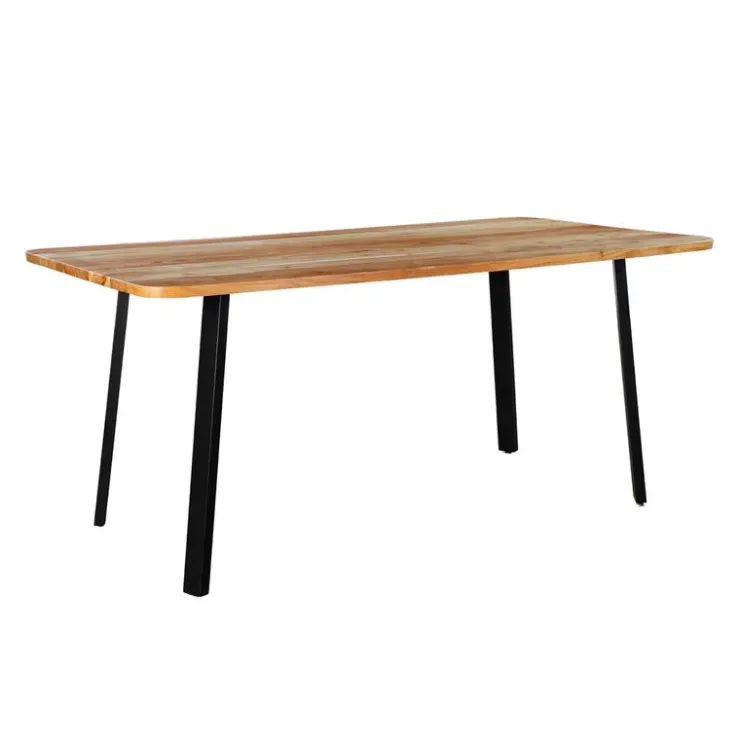 Rectangular Solid Wood Dining Table - 67" Acacia natural and black metal Clearance