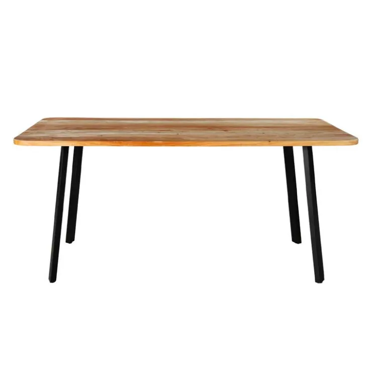 Rectangular Solid Wood Dining Table - 67" Acacia natural and black metal Clearance