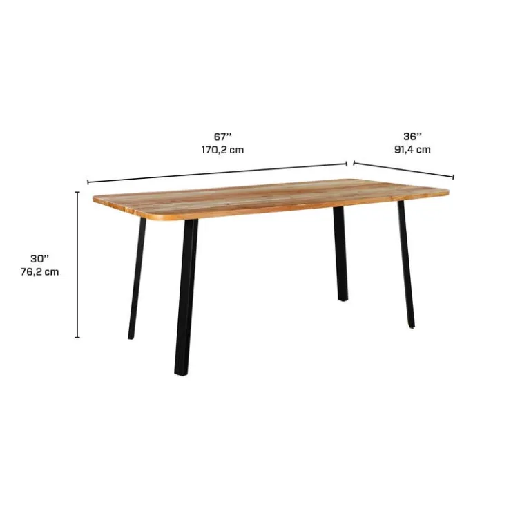 Rectangular Solid Wood Dining Table, 4 Chairs & Bench - 67" SHEESHAM/ORANGE Clearance