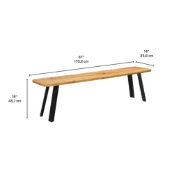Rectangular Solid Wood Dining Table, 4 Chairs & Bench - 67