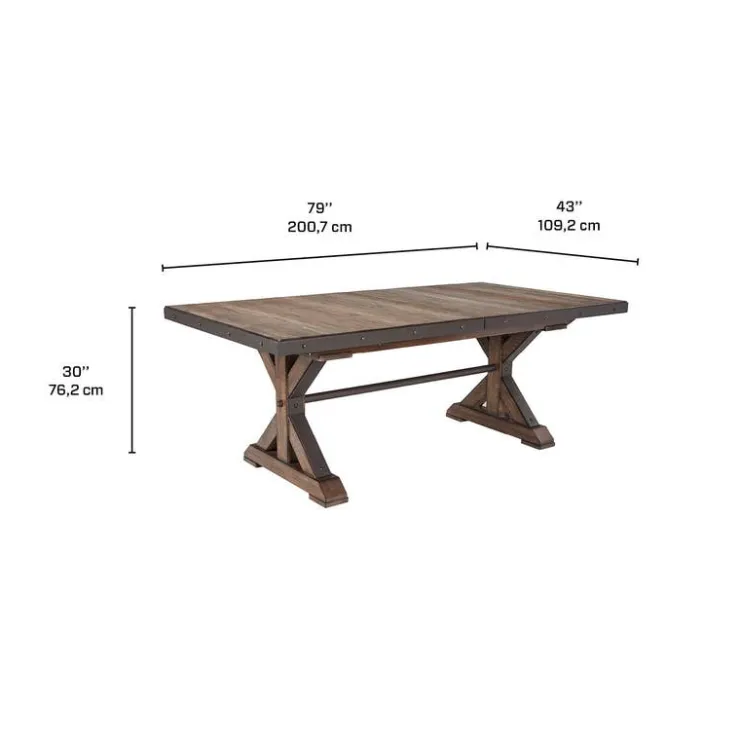 Rectangular Solid Wood Dining Table 79" Canyon brown Online