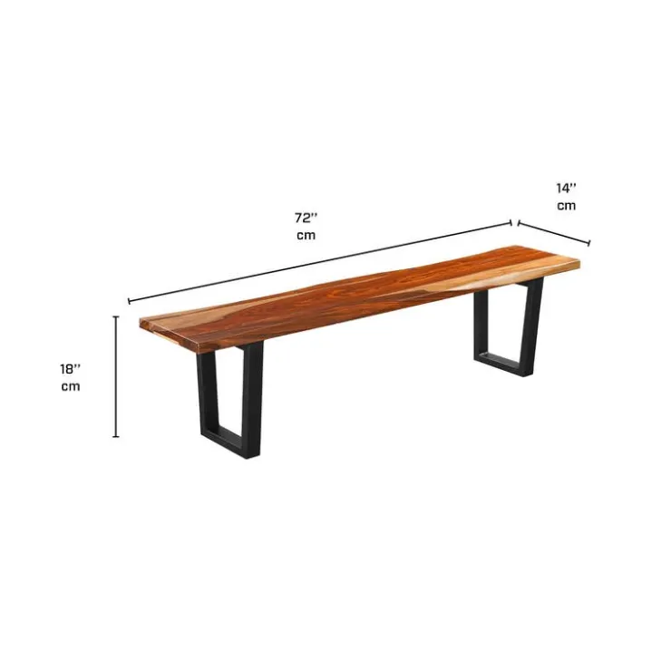 Rectangular Solid Wood Dining Table, 4 Chairs & Bench - 72" SHEESHAM/ORANGE Discount