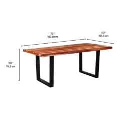 Rectangular Solid Wood Dining Table, 4 Chairs & Bench - 72" SHEESHAM/BLACK Outlet