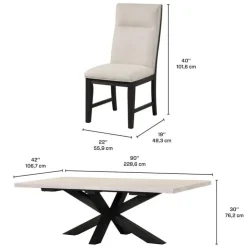 Rectangular Table with 6 Chairs - Creamy White Brown / Light Grey / Cream White Sale