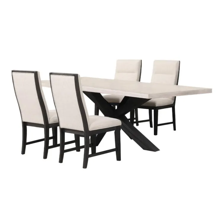 Rectangular Table with 4 Chairs - Creamy White Brown / Light Grey / Cream White Discount