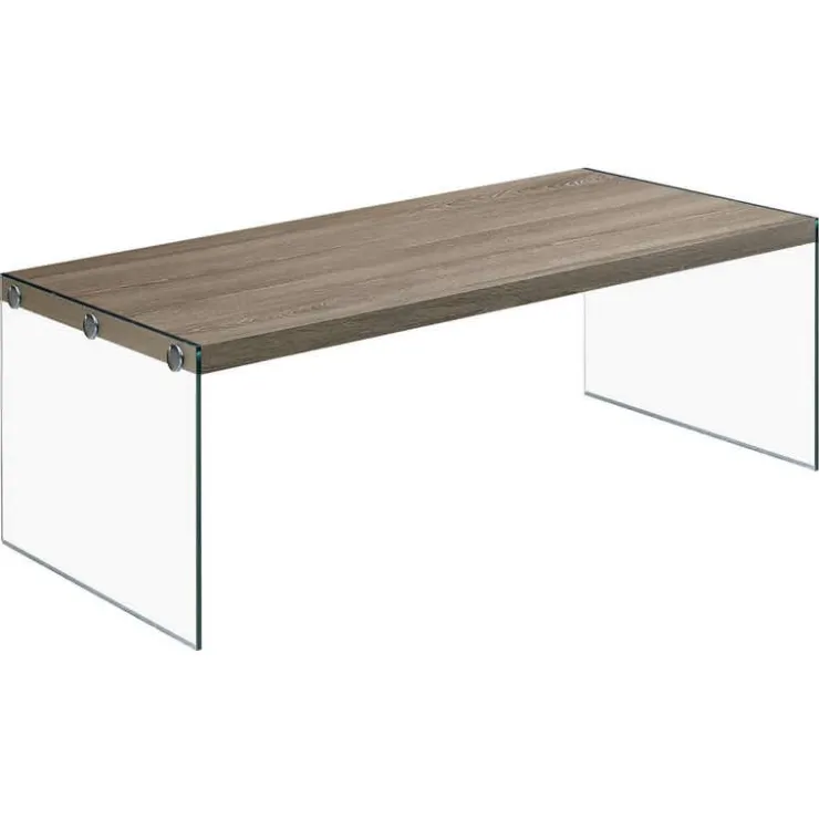 Monarch Rectangular Tempered Glass Coffee Table - Dark Taupe Hot