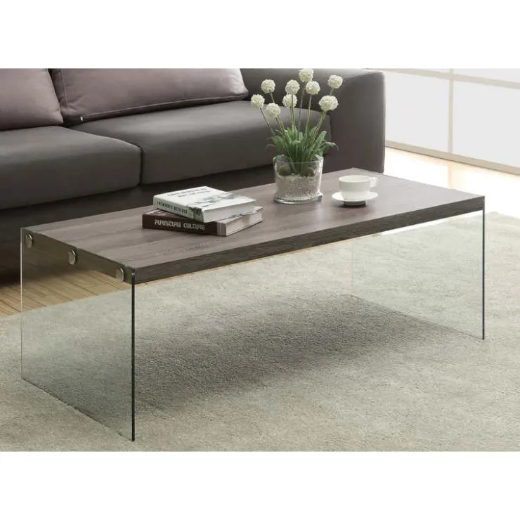 Monarch Rectangular Tempered Glass Coffee Table - Dark Taupe Hot