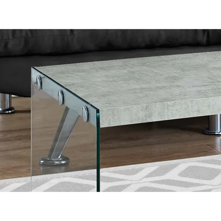Monarch Rectangular Tempered Glass Coffee Table - Grey Discount