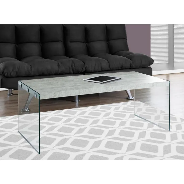 Monarch Rectangular Tempered Glass Coffee Table - Grey Discount