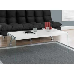 Monarch Rectangular Tempered Glass Coffee Table - White Discount