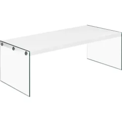 Monarch Rectangular Tempered Glass Coffee Table - White Discount