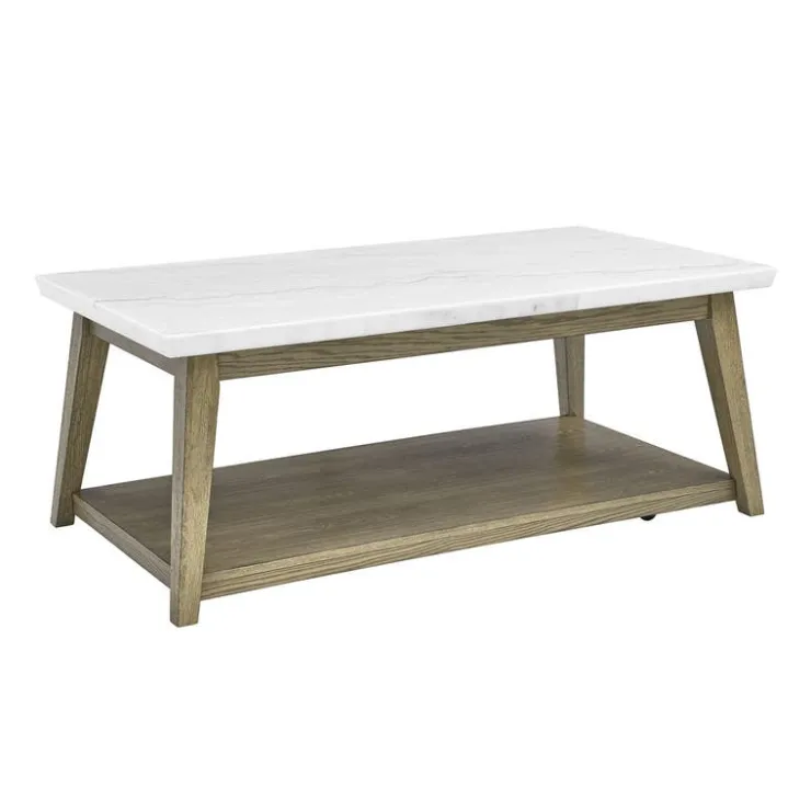 Rectangular White Marble Top Coffee Table White / Naturel Outlet