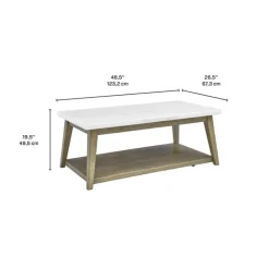 Rectangular White Marble Top Coffee Table White / Naturel Outlet