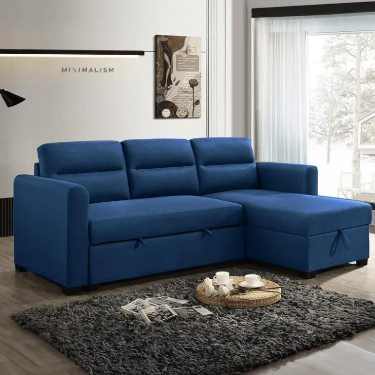 Reversible Sectional Bed with Storage - Blue Outlet