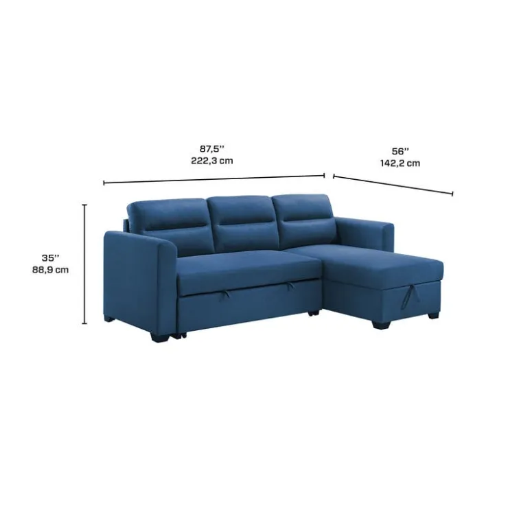 Reversible Sectional Bed with Storage - Blue Outlet