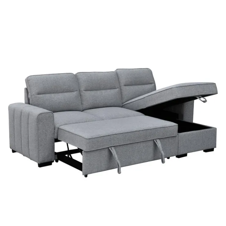 Reversible Sectional Bed with Chaise and Storage Grey Clearance