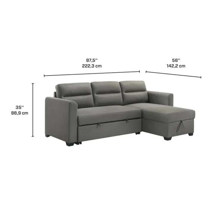 Reversible Sectional Bed with Storage - Grey Best
