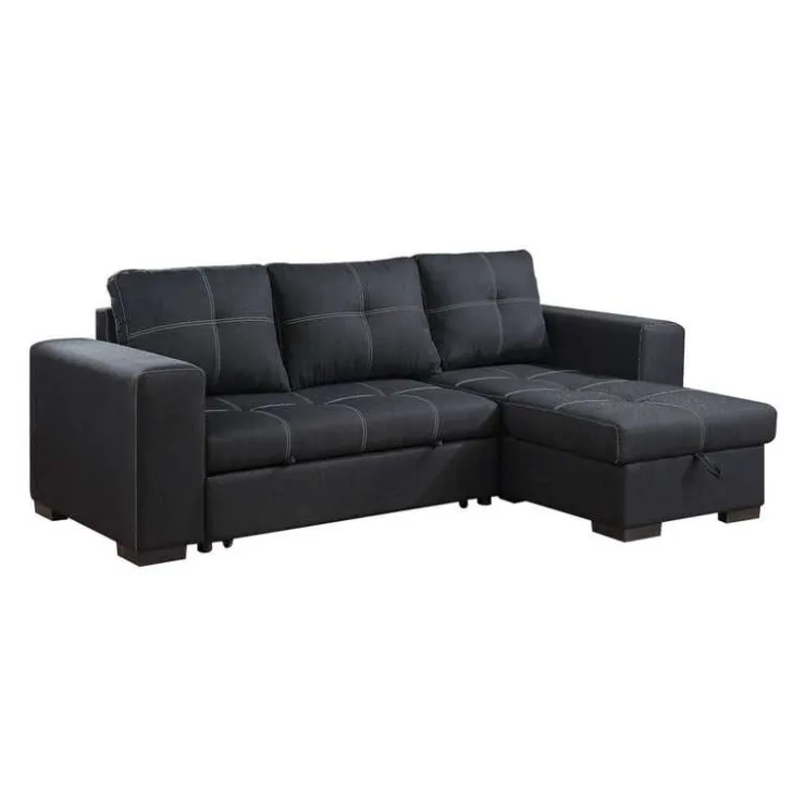 Reversible Sectional Bed with Storage Black