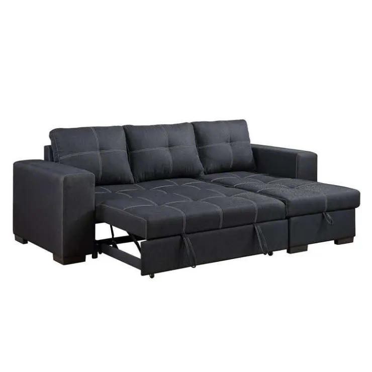 Reversible Sectional Bed with Storage Black