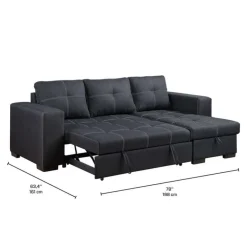 Reversible Sectional Bed with Storage Black