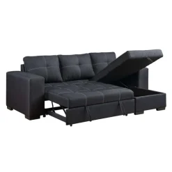 Reversible Sectional Bed with Storage Black