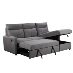 Reversible Sectional Bed with USB Ports Grey Sale